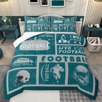 Castle Fairy Teens Adults Football Print Bedding Comforter Set 2pcs,Sport Gamer Twin Comforter Sets Microfiber,Blue Grey Breathable Bedding Set,Breathable Home Decor,Reversible