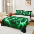 thumbnail image 1 of Castle Fairy Teens Adults Green Gamepads Twin Sheet Sets 3pcs,Abstract Lightning Twin Fitted Sheet Microfiber,Video Game Breathable Flat Sheet,Ultra Soft Home Decor, 1 of 7
