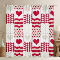 Castle Fairy Teens Adults Love Heart Print Black Out Curtains,Geometric Plaid Stripes Curtains Pack of 2 (42x63 Each),Happy Valentine's Day Bedroom Curtains,Luxury Bedroom Decor