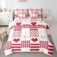 thumbnail image 1 of Castle Fairy Teens Adults Love Heart Print Twin Bedding Sets 7-Piece,Geometric Plaid Stripes Bedding Comforter Set Microfiber,Happy Valentine's Day Breathable Sheet Sets,Luxury Bedroom Decor, 1 of 8