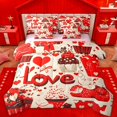 thumbnail image 1 of Castle Fairy 7-Piece Queen Size Bedding Set, Red Love Heart Valentine's Day Bedding, 1 of 8