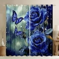 thumbnail image 1 of Castle Fairy Teens Adults Romantic Flower Rose Black Out Curtains,Blue Butterflies Curtains Pack of 2 (42x63 Each),Chic Floral Blossoms Bedroom Curtains,Microfiber Bedroom Decor, 1 of 6
