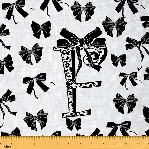 Castle Fairy Teens Alphabet Bowknot F Fabric by the Yard 10 Yards,Black White Room Decor Fabric by the Yard,Cheetah Print Fabric for Sewing,Microfiber Bedroom Decor