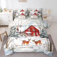 thumbnail image 1 of Castle Fairy Teens Animal Deer 7-Piece King Red Cabin Christmas New Year Ultra Soft Bedding Set, 1 of 8