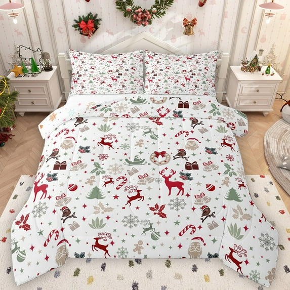 Castle Fairy Teens Animal Deer Full Size Comforter Sets 3-Piece,Merry Christmas Bedding Comforter Set,Xmas Festival Lightweight Bedding Sets,Super Cozy Room Decor,Reversible