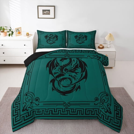 Castle Fairy Teens Animal Dragon Twin Comforter Sets,Abstract Hippie Geometric Bedding Set