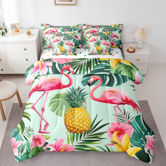 Castle Fairy Teens Animal Flamingo Twin Bedding Sets,Fruit Pineapple Bedding Comforter Set