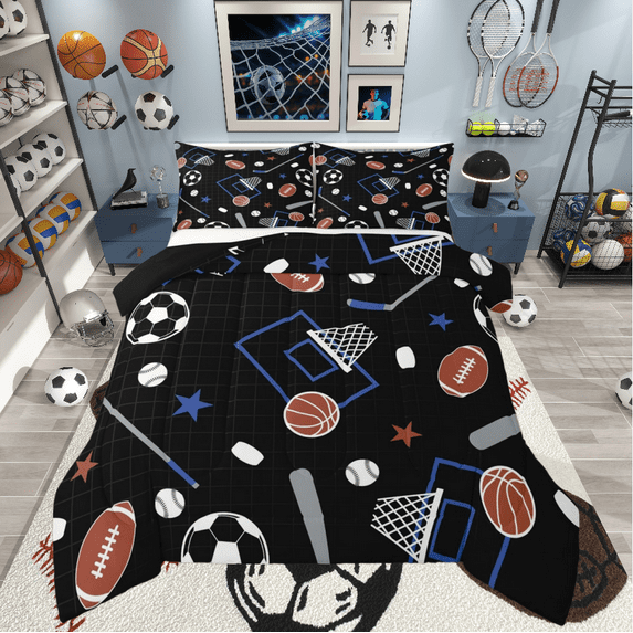 Castle Fairy 3-Piece Full Size Comforter Set - Basketball Soccer Sport Design