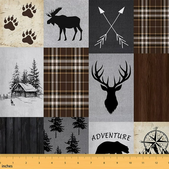 Castle Fairy Teens Bear Deer Fabric by the Yard 1 Yard,Rustic Cabin Home Decor Fabric by the Yard,Geometric Lattice Room Decor Fabric by the Yard,Breathable Home Decor