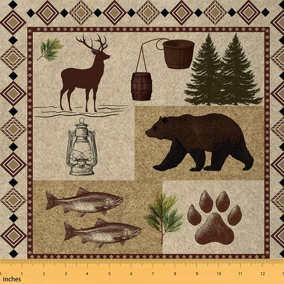 Castle Fairy Teens Bear Deer Fabric by the Yard 5 Yards,Tribal Aztec Fabric for Sewing,Rustic Cabin Home Decor Fabric by the Yard,Ultra Soft Home Decor