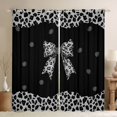 thumbnail image 1 of Castle Fairy Teens Black Grey Bow-Tie Blackout Curtains Set of 2 (52x84 Each),Animal Leopard Cheetah Print Window Curtains,Old Fashion Dreamy Princess Curtains and Drapes,Microfiber Bedroom Decor, 1 of 6