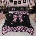thumbnail image 1 of Castle Fairy Teens Black Pink Bow-Tie Bedding Comforter Set 2pcs,Animal Leopard Cheetah Print Twin Comforter Sets Microfiber,Old Fashion Dreamy Princess Breathable Bedding Set, 1 of 8