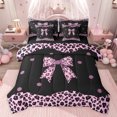 thumbnail image 1 of Castle Fairy Teens Black Pink Bow-Tie Twin Bedding Sets 7-Piece,Animal Leopard Cheetah Print Bedding Comforter Set Microfiber,Old Fashion Dreamy Princess Breathable Sheet Sets, 1 of 8