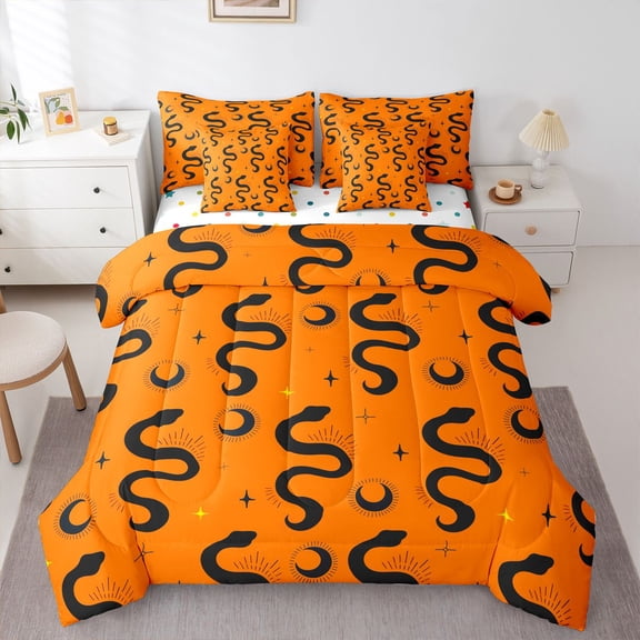Castle Fairy Teens Black Snake Twin Bedding Sets,Abstract Animal Bedding Comforter Set