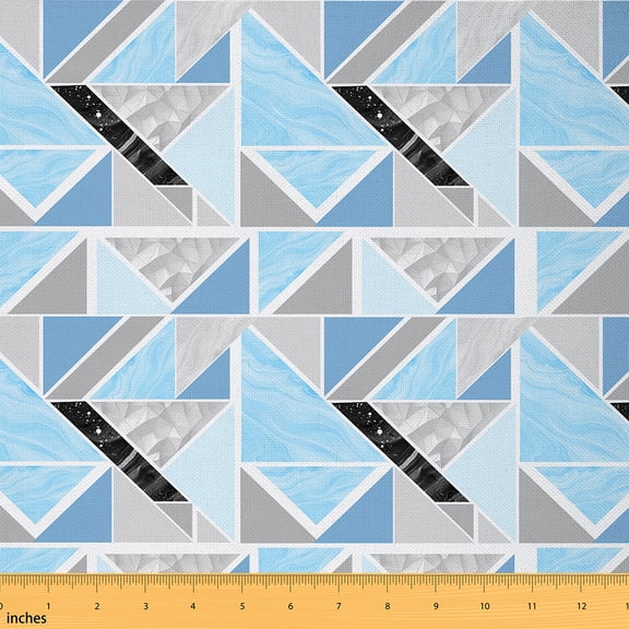 Castle Fairy Teens Blue Triangle Fabric by the Yard 2 Yards,Geometric Theme Room Decor Fabric by the Yard,Abstract Gradient Sewing Fabric,Lightweight Room Decor