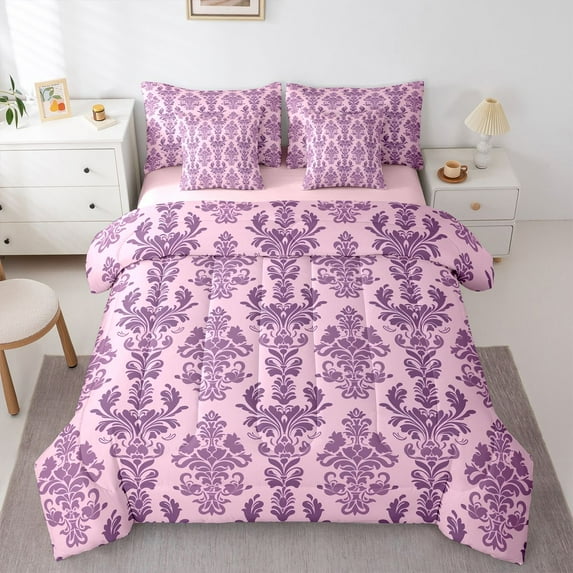 Castle Fairy Teens Bohemian Damask Bedding Comforter Set,Exotic Style King Bedding Sets