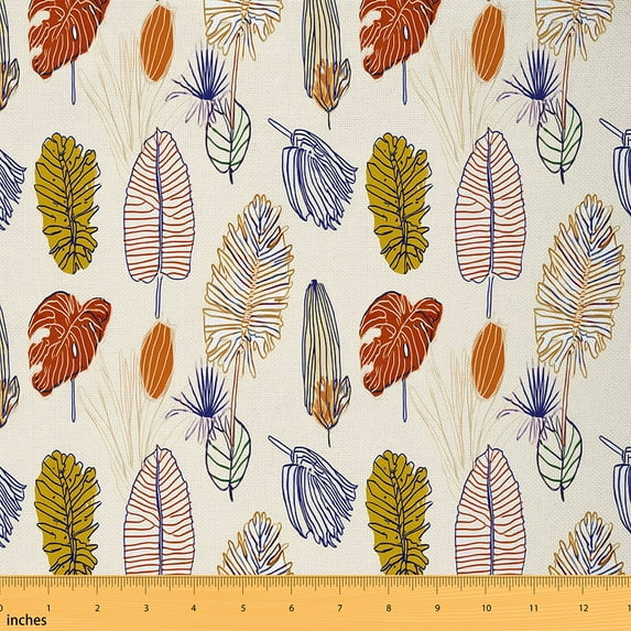 Castle Fairy Teens Botanical Theme Fabric by the Yard 1 Yard,Tropical Plants Home Decor Fabric by the Yard,Tree Leaves Room Decor Fabric by the Yard,Ultra Soft Home Decor