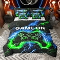 thumbnail image 1 of Castle Fairy Teens Boys Girls Blue Green Gamepads 7-Piece Twin Bedding Sets,Video Game Bedding Comforter Set,Abstract Lightning Breathable Sheet Sets,Microfiber Bedroom Decor, 1 of 8