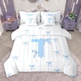 thumbnail image 1 of Castle Fairy Teens Boys Girls Bowknot Personalized Initial T 7-Piece Bedding Comforter Set,Blue Geometric Stripes King Bedding Sets,Dreamy Princess Ultra Soft Bed Sheets,Microfiber Bedroom Decor, 1 of 8