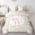 thumbnail image 1 of Castle Fairy Teens Boys Girls Bowknot Personalized Initial W 7-Piece Twin Bedding Sets,Chic Flower Rose Bedding Comforter Set,Dreamy Princess Breathable Sheet Sets,Microfiber Bedroom Decor, 1 of 8