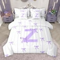 thumbnail image 1 of Castle Fairy Teens Boys Girls Bowknot Personalized Initial Z 7-Piece Bedding Comforter Set,Purple Geometric Stripes King Bedding Sets,Dreamy Princess Ultra Soft Bed Sheets,Microfiber Bedroom Decor, 1 of 8