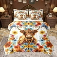 thumbnail image 1 of Castle Fairy Teens Boys Girls Brown Highland Cow Bedding Comforter Set 7 Pieces,Rustic Farmhouse Animal Full Bedding Set Lightweight,Floral Flowers Vintage Aesthetic Fitted Sheet Flat Sheet, 1 of 8