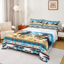 Castle Fairy Teens Boys Girls Galloping Horse Twin Sheet Sets,Tribal Aztec Bedding