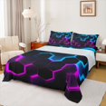 thumbnail image 1 of Castle Fairy Teens Boys Girls Gradient Hexagon Full Size Sheets 4-Piece,Gradient Blue Purple Breathable Bed Sheets,Minimalist Geometric Honeycomb Lightweight Sheet Sets,Lightweight Room Decor, 1 of 7