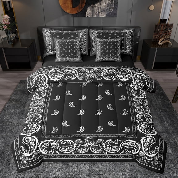 Castle Fairy Teens Boys Girls Hippie Paisley Twin Bedding Sets 7-Piece,Bohemian Mandala Bedding Comforter Set Microfiber,Southwestern Exotic Style Breathable Sheet Sets,Luxury Bedroom Decor