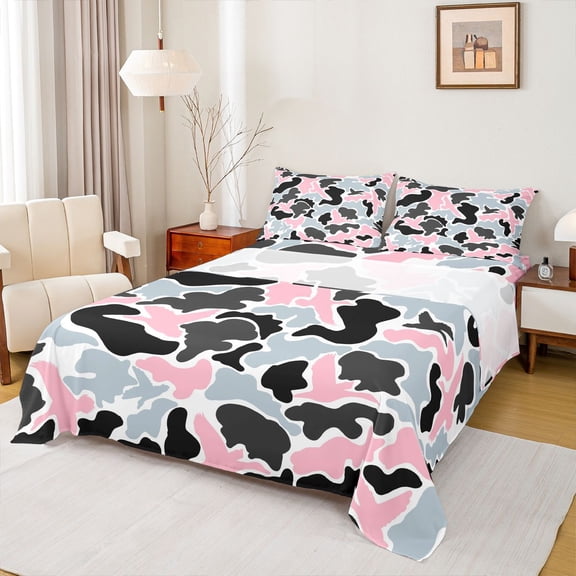 Castle Fairy Teens Boys Girls Mallard Duck Twin Sheet Sets,Abstract Camouflage Bedding