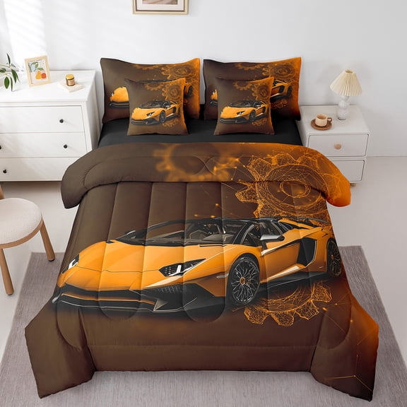 Castle Fairy Teens Car Bedding Comforter Set,Speed Sport Full Bedding Set