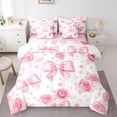 thumbnail image 1 of Castle Fairy Teens Cartoon Bowknot Bedding Comforter Set,Romantic Rose Full Bedding Set, 1 of 8