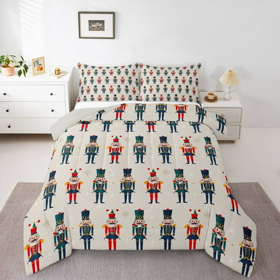 Castle Fairy Teens Cartoon Nutcracker 2pcs Bedding Comforter Set,Happy New Year Twin Comforter Sets,Merry Christmas Breathable Bedding Set,Microfiber Bedroom Decor