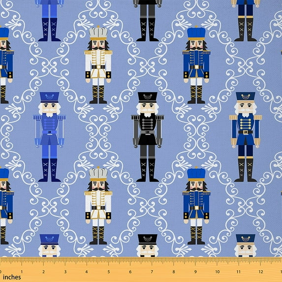 Castle Fairy Teens Cartoon Nutcracker Fabric by the Yard 2 Yards,Geometric Plaid Room Decor Fabric by the Yard,Merry Christmas Sewing Fabric,Breathable Home Decor