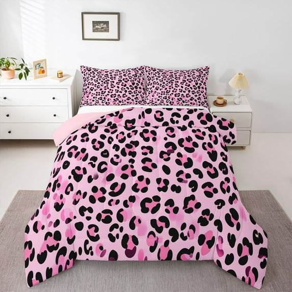 Castle Fairy Teens Cheetah Print Queen Comforter Set,Animal Print Bedding Comforter Set
