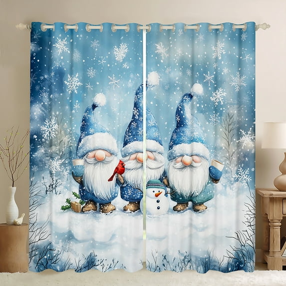 Castle Fairy Teens Children Cute Gnome Snowman Black Out Curtains,Christmas Snowflake Cardinal Bird Curtains Pack Of 2 (42X63 Each),Xmas Festival Theme Bedroom Curtains,Super Cozy Room Decor