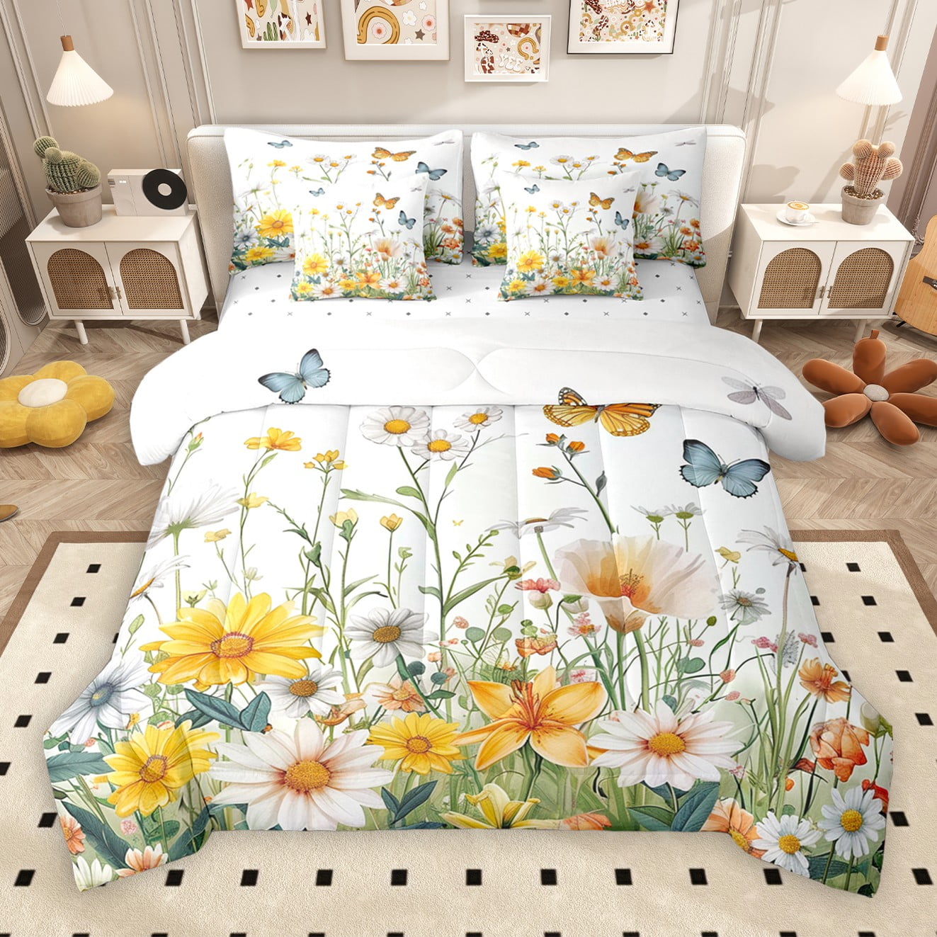 Castle Fairy Teens Children Daisy Flower 7-Piece Twin Bedding Sets ...