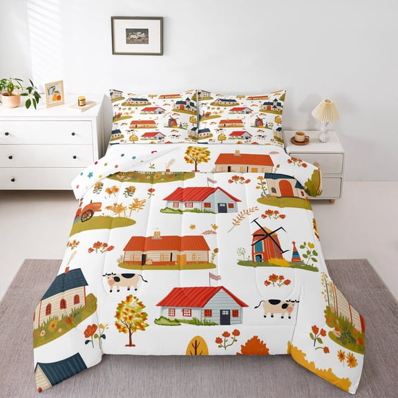 Castle Fairy Teens Cute Cow Twin Comforter Sets,Farmhouse Animal Bedding Set
