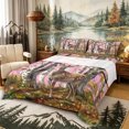 thumbnail image 1 of Castle Fairy Teens Cute Watercolor Deer Queen Sheets 4 Pieces,Birch Autumn Mushroom Queen Sheet Sets,Brown Pink White,1 Fitted Sheet, 1 Flat Sheet and 2 Pillowcases, 1 of 6