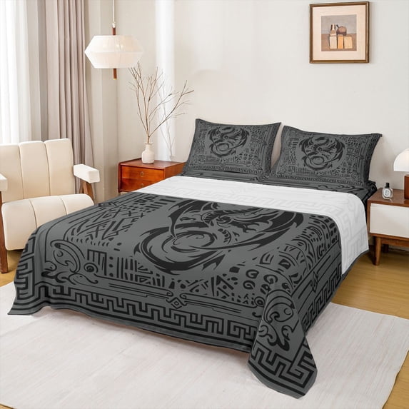 Castle Fairy Teens Female Men Animal Dragon Queen Sheet Sets,Abstract Hippie Bed Set