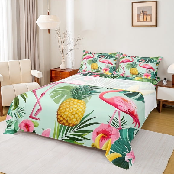 Castle Fairy Teens Female Men Animal Flamingo Bed Sheets,Fruit Pineapple King Sheets