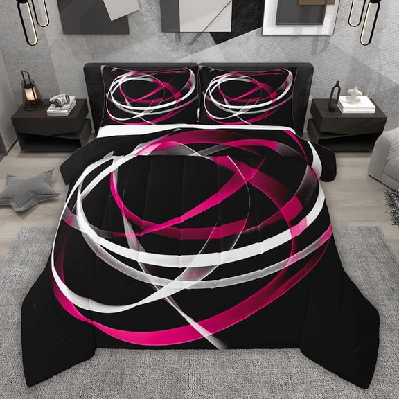 Castle Fairy Teens Female Men Stripes Twin Comforter Sets,Swirl Lines Bedding Set