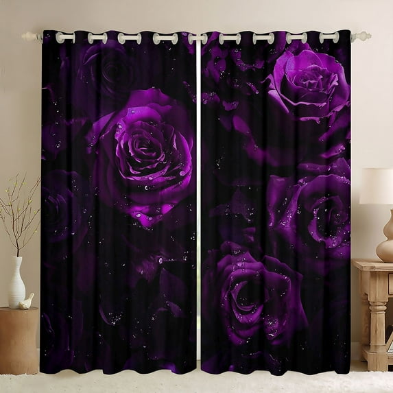 Castle Fairy Teens Flower Rose Black Out Curtains,Chic Floral Blossoms Curtains Pack of 2 (42x63 Each),Vintage Aesthetic Bedroom Curtains,Ultra Soft Home Decor