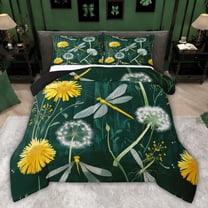 Castle Fairy Teens Flying Dragonfly Twin Comforter Sets,Chic Floral Daisy Bedding Set