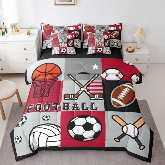 Castle Fairy Teens Football Soccer Baseball Bedding Comforter Set,Sport King Bedding Sets