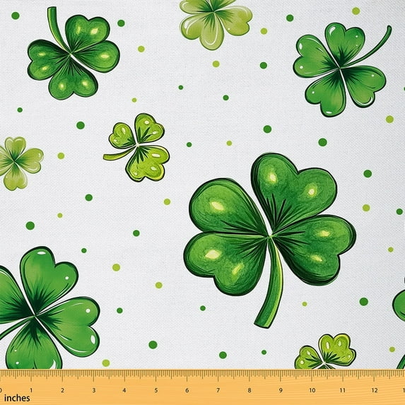 Castle Fairy Teens Four Leaf Clover Fabric by the Yard 1 Yard,Polka Dots Home Decor Fabric by the Yard,St. Patrick'S Day Room Decor Fabric by the Yard,Lightweight Room Decor