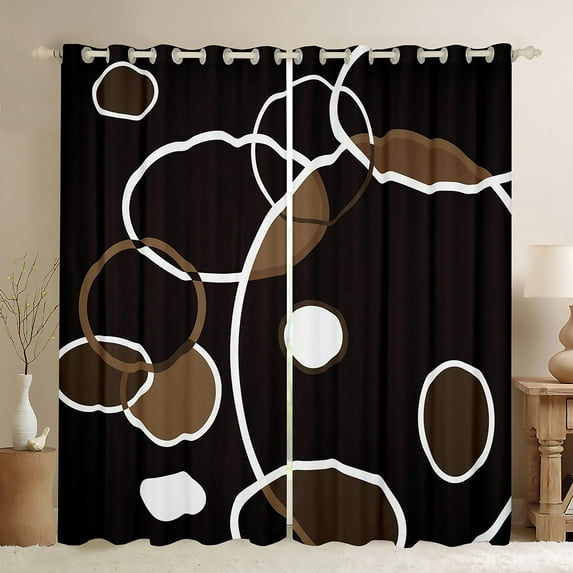 Castle Fairy Teens Geometric Circle Stripes Blackout Curtains Set of 2 (52x84 Each),Minimalist Lines Window Curtains,Abstract Mid Century Curtains and Drapes,Lightweight Room Decor