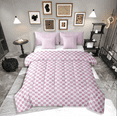 thumbnail image 1 of Castle Fairy Teens Geometric Plaid 7-Piece Twin Bedding Sets,Grey Pink Bedding Comforter Set,Minimalist Lattice Breathable Sheet Sets,Ultra Soft Home Decor, 1 of 8