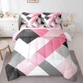 thumbnail image 1 of Castle Fairy Teens Geometric Plaid 7 Pieces Bedding Comforter Set,Abstract Lattice Full Bedding Set Lightweight,Abstract Minimalism Fitted Sheet Flat Sheet,Lightweight Room Decor, 1 of 8