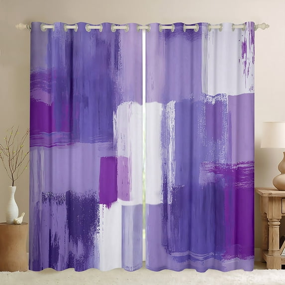 Castle Fairy Teens Geometric Rectangle Blackout Curtains Set of 2 (52x84 Each),Abstract Minimalism Window Curtains,Rustic Gradient Curtains and Drapes,Microfiber Bedroom Decor